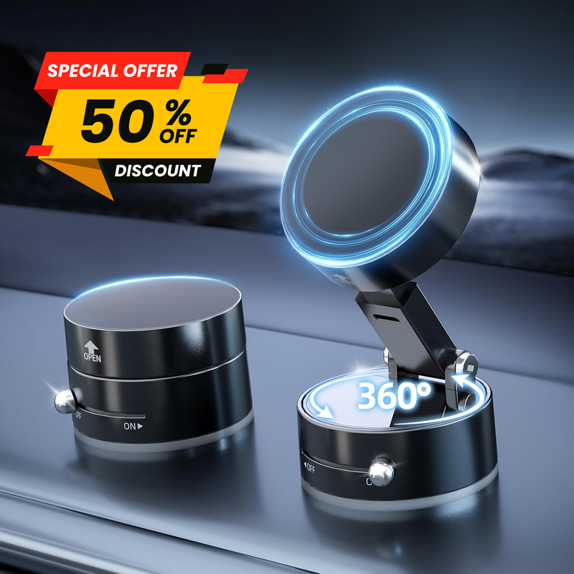 Vacuum Suction Magnetic Phone Holder | 🔥FLAT 50% SAVING🔥